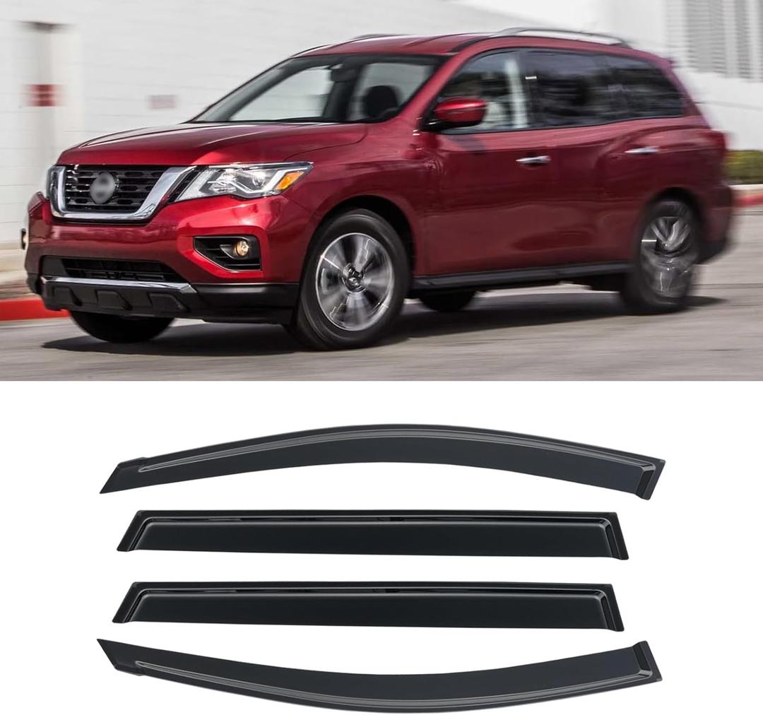 Window Rain Guards for 2013-2021 Nissan Pathfinder, Window Visor Guard Vent Wind Shade Deflector Rain Shield Protector Sun Visor for 13-21 Pathfinder 2015 2016 2017 2018 2019 2020, Outside-Mount, 4PCS