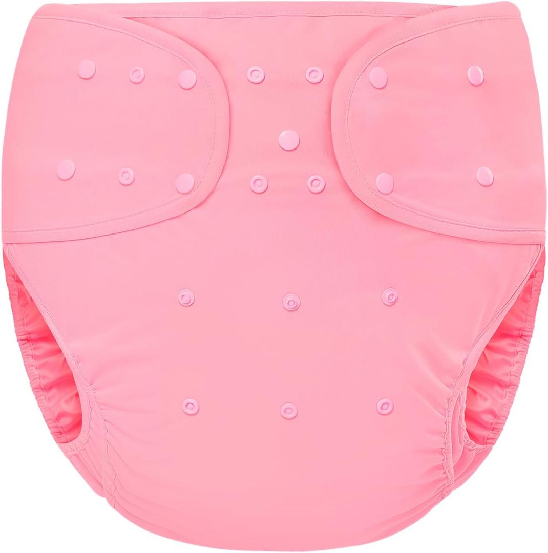 Littleforbig Washable Adjustable Reusable Waterproof Primary Comfort Cloth Adult Diaper Wrap Cover One Size Pink