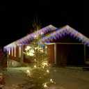 304 LED Solar Christmas Lights, Multicolored Outdoor Icicle Lights, 8 Modes Waterproof Solar Powered String Lights for Xmas Tree Patio Yard Garden Wedding Party House Eaves Roof Decorations