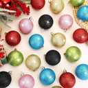 Syhood 24 Pcs Vintage Glittering Christmas Ball Ornaments Plastic 2.4 Inch Colorful Retro Shatterproof Christmas Ball for Tree Hanging Decorations Holiday Wedding Party Decorations
