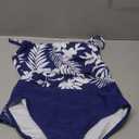 Eomenie Women's Swimsuit Tankini Tummy Control Bathing Suits Two Piece Full Coverage Slim Swim Suits with High Waisted Bottom (Medium, Blue White Printed)