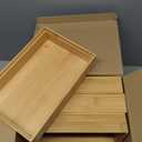 Kigley 8 Pieces Bamboo Drawer Organizer Kitchen Utensils Wooden Utensil Stackable Wooden Storage Box Bamboo Silverware Tray for Drawer(9 x 6 x 2 Inch,Wood)