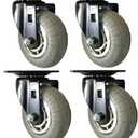 Shepherd 4" Designer 880-lb. Total Capacity Heavy-Duty Swivel Casters with Soft Rubber Non-Marking Wheels, 360 Swivel Silent Industrial Caster Wheels, Set of 4, Black/Chrome