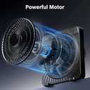 JRD 13" Box Fan with Powerful Airflow, Quiet Cooling Desk Fan with Digital Touch Screen, 3 Speeds, 5 Blades, 15h Timer, Portable Table Fan for Bedroom Office Home Kitchen, Black