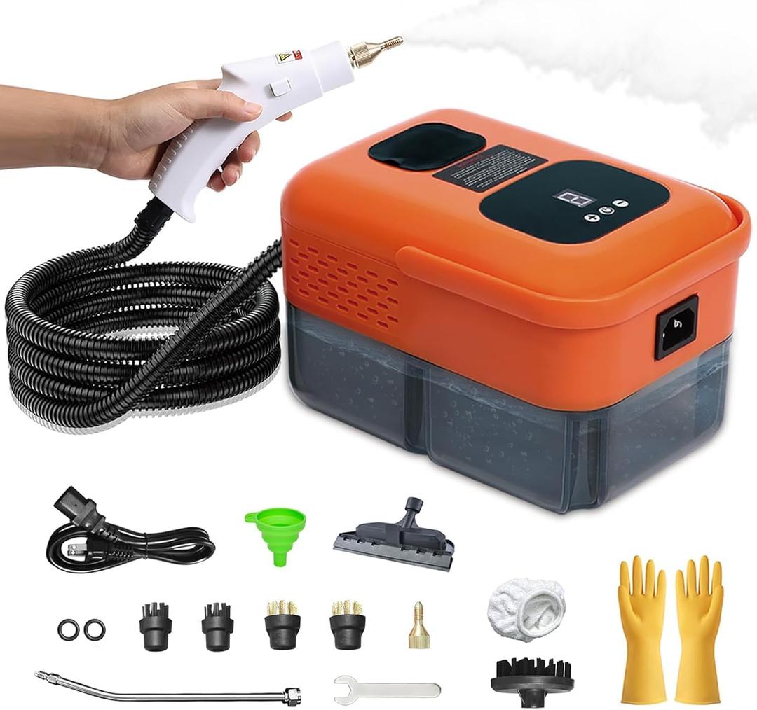 Heavy Duty Handheld Steam Cleaner, 9 Gears Control Pressurized Steamer for Cleaning with 14 Accessories, Multipurpose Steam Cleanr for Home Use, Floor, Upholstery, Kitchen, Bathroom, Grout and Car