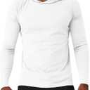 Gafeng Mens Workout Hoodie Long Sleeve Lightweight Gym Running Quick Dry Athletic Shirt with Hood Large