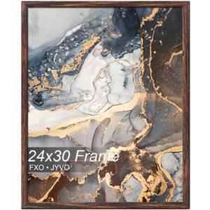 Fxojyvo Engineered Wood 24x30 Picture Frame, Brown Frame for 24 x 30 Inch Picture Poster Photo, Light Weight 24 by 30 Frame with Wood-grain for Wall - 1 Pack/Brown/24 x30