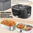 Buddew Electric Heated Lunch Box, 80W Fast Heating with Dual 1.5L Food-Grade 304 Stainless Steel, 12V/24V/110V Portable Food Warmer for Car Truck Office Adults, Lonchera Electrica Portatil (Black)