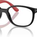 Ray-Ban Kids' Ry1632f Low Bridge Fit Round Prescription Eyewear Frames (Black on Rubber Red/Demo Lens)