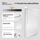 DEZ FURNISHINGS Cordless 2" Smooth Faux Wood Blind, 34" W x 72" H, Smooth White