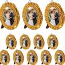 Vicenpal 6 Pcs Gold Tiny Picture Frame 2.6 x 1.8 Inch Small Vintage Oval Picture Frames Stylish Baroque Ornate Antique Resin Oval Table Display for Home Wedding (Vintage Style)