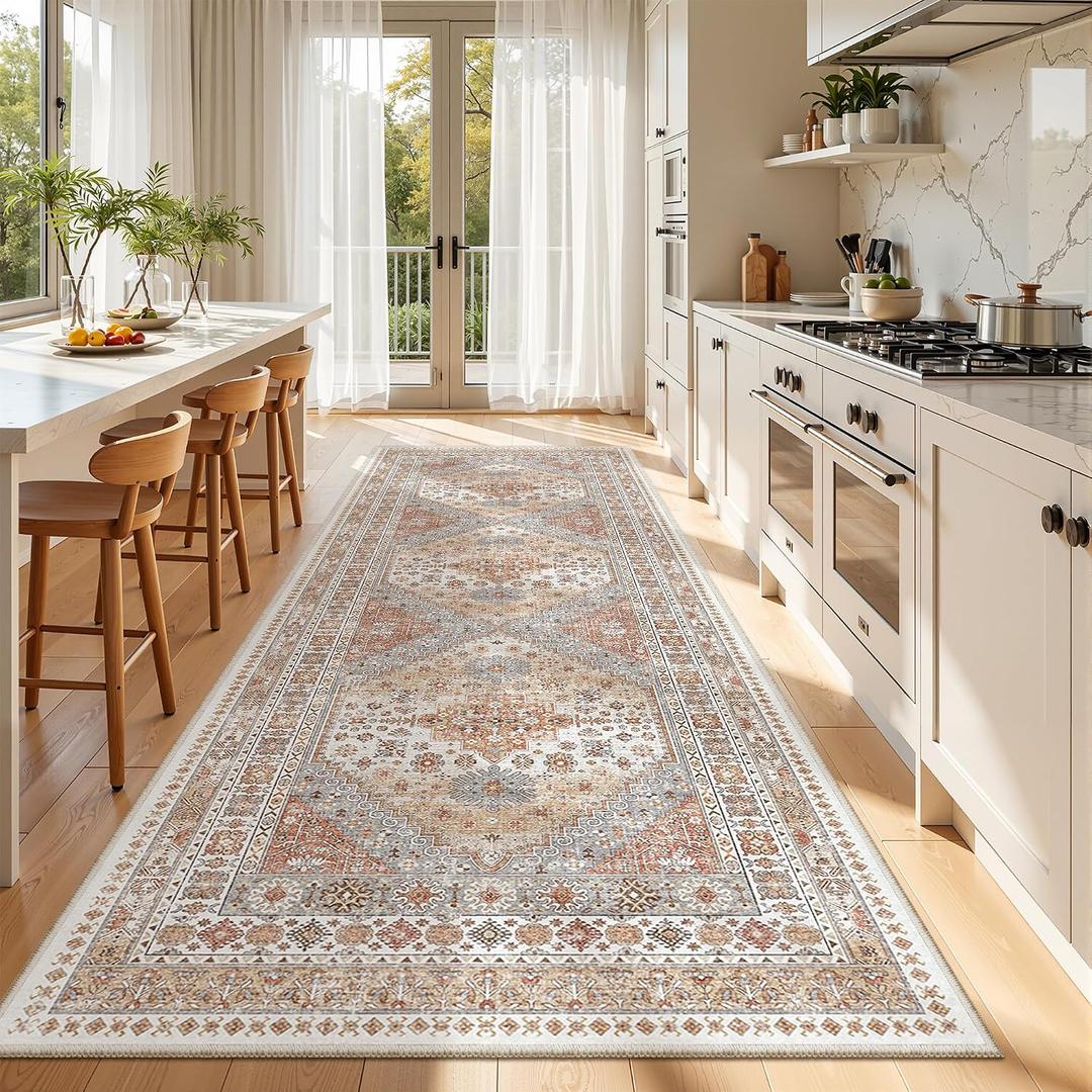 Zesthome 3x10 Runner Rug Non Slip,Washable Hallway Runner Rug,Orange
