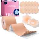 Boob Tape Kit - Boob tape for Breast Lift with Petals and Covers, Breathable Sticky Adhesive Bra Tape, Push Up Booby tape for Large Breasts A-G Cup Beige
