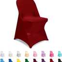 ManMengJi Spandex Chair Covers, 12 PCS Folding Chair Covers, Universal Fitted Chair Slipcovers for Wedding, Party, Banquet, Holidays, Celebration (Drak Red)