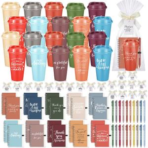 Willinglong 60 Pcs Employee Appreciation Gift Set, Including 16oz Thank You Tumblers Notebooks Ballpoint Pens and Bags Holiday Gifts for Office Colleagues, Teachers and Team (Thanks,Vibrant)