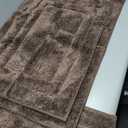  Bathroom Rug Set 3 Piece Non-Slip Soft Absorbent Bath Mats Solid Color Floor Mat U-Shaped Toilet Mat Toilet Lid Cover for Tub Shower Bathroom (Brown)