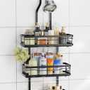 OMAIRA Shower Caddy Hanging with Soap Scrub Holder, Shower Organizer Inside Shelves Bathroom Storage Rack, Black