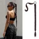 SEIKEA Upgraded Long Braid Ponytail Extension with Elastic Tie Straight Sleek Wrap Around Braid Hair Extensions Ponytail Natural Soft Synthetic Hairpiece Black Brown 30 Inch (After Braided 27 Inch)