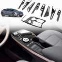 BestEvMod for EV6 Interior Decoration Trim Set of 9 Gear Shift Panel Trim,Window Lift Switch Panel Cover,Inner Door Handle Bowl Trim Compatible with 2022-2024 Kia EV6 Accessories (Matt Carbon Fiber)