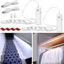 WOBANE Motion Sensor Stair Strip Lights,Rechargeable Motion Activated Closet Light,Battery Powered LED Strip,60 LEDs Homelife Bar for Bed,Pantry,Counter,Night Light,Cabinet,6000K White,6.56ft,2PCS