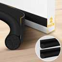 HomeProtect 2 Pack Door Draft Stopper Adjustable 36" 34" 32" 30" Door Sweep for Bottom of Doors, Front Door Draft Blocker Weather Stripping Door Seal for Interior & Exterior, Black