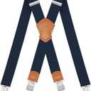 Suspenders for Men and Women Adjustable X Back 1.57 Inch Wide Elastic Heavy Duty Braces with Strong Metal Clips (Fg Navy Blue)