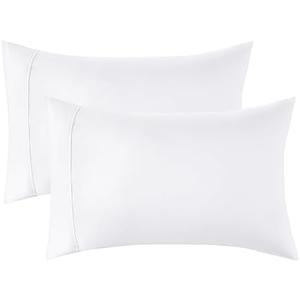 Bedsure Pillow Cases Standard Size Set of 2 - White Brushed Microfiber Pillowcases, Super Soft Pillowcase, Pillow Case Covers with Envelope Closure, Wrinkle, Fade and Stain Resistant, 20x26 Inches
