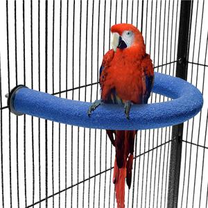 FrgKbTm U Shape Parrot Perch Stand Toy Bird Platform Sand Paw Grinding Clean Stick Exercise Conure Budgie Cockatiel Cage Accessories (Blue)
