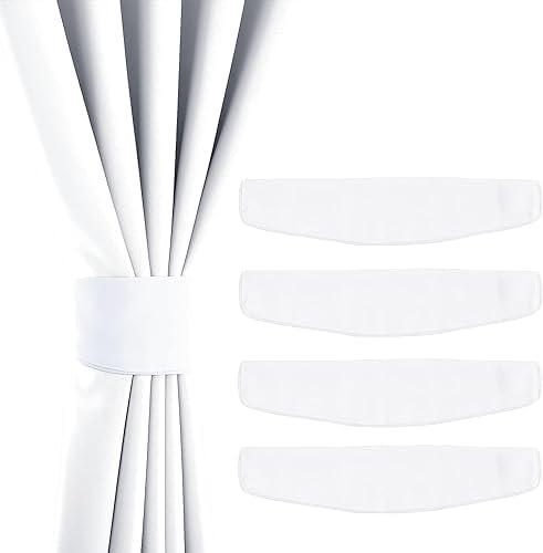 NICETOWN Magnetic Curtain Tiebacks - Modern Unique Upgraded Design Decorative Drape Tie Backs Holder for Window Draperies, No Tools Required (White, 15 X 4 Inches)