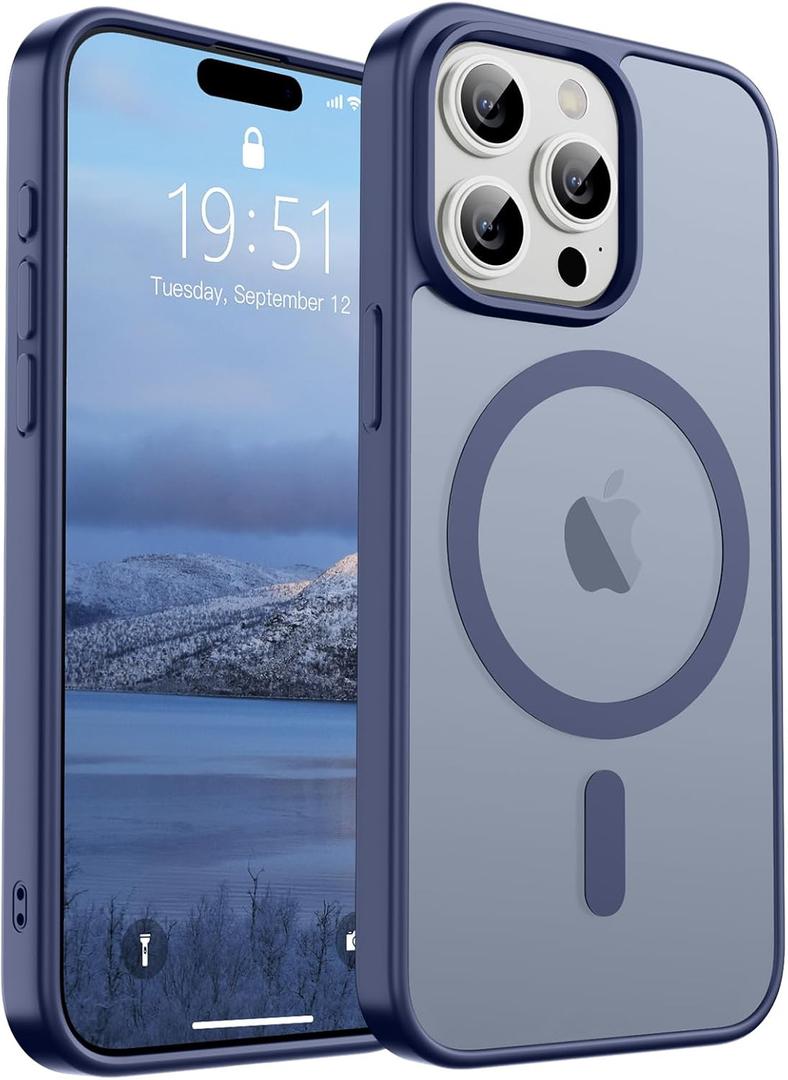 SUPFINE Magnetic For iPhone 15 Pro Max Case (Compatible With MagSafe) (Military Grade Drop Protection) Slim Translucent Matte Shockproof With Anti-Fingerprint Phone Case, Lavender Gray