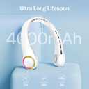 Neck fan, Portable Fan with 5- 17H Lifespan, 4000mAh Neck fan air Conditioner with 3 Adjustable Speeds and 64 Cool Lights, Rechargeable Neck Fan, Hands-Free Cooling fan for Summer (White)
