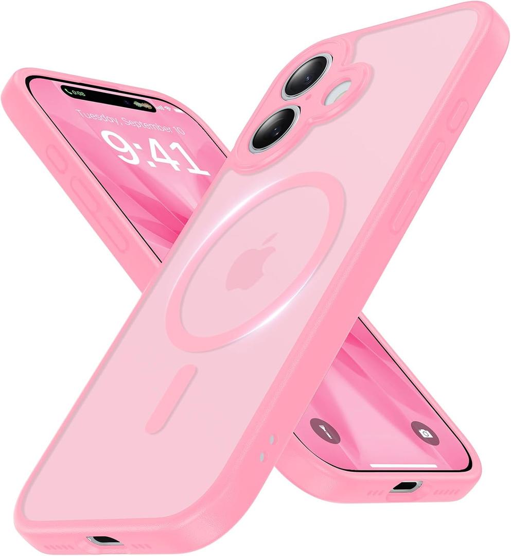 Magnetic for iPhone 17 Case [Full Camera Protection][Military-Grade Protection][Compatible with MagSafe] Shockproof Protective Slim Phone Case for iPhone 17, Pink