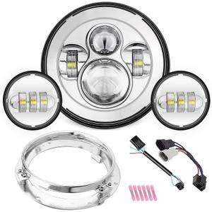 SUNPIE Compatible with H_arley Motorcycle 7 Inch Head light Fog Lights Combo, Compatible with Road King Road/Street/Electra Glide