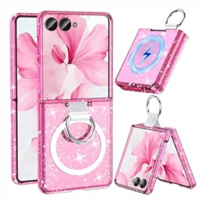 for Samsung Galaxy Z Flip 7 Case Magnetic, Z Flip 7 Case [Compatible with MagSafe], Translucent Matte Military Grade Drop Protection Slim Fit Hard PC Rugged Phone Cover for ZFlip7, Pink