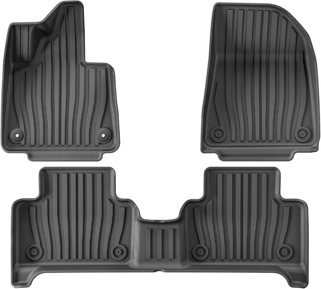 LUCKEASY 3PCS Floor Mat Compatible with Volvo EX30 2024 2025 2026 | 2026 EX30 Accessories, All Weather Floor Liner, 1st & 2nd Row, Heavy Duty, Car Mat, Interior, Black