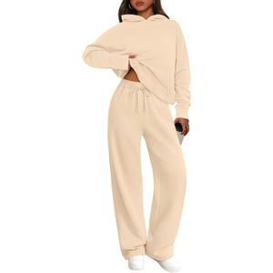 PRETTYGARDEN Women's 2 Piece Outfits Spring Sweatsuits Oversized Hoodies Wide Leg Sweatpants Tracksuits Lounge Matching Sets Medium