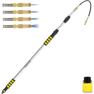 12FT (20ft Reach) Telescopic Gutter Cleaning Tools from The Ground, Rain Gutter Cleaners Tool with Hose Copper Attachment, Long Reach Gutters Cleaner Wand with Extension Pole