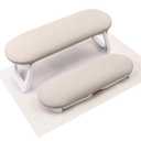 Subay Arm Rest for Nails Tech, Foldable PU Leather Nail Arm Rest for Acrylic Nails Cushion Hand Holder, Hand Rest Pillow Nail Art Accessories Tool for Manicure Pedicure Salon Home Use - Light Brown