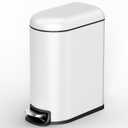 CEROELDA Small Bathroom Trash Can with Lid Soft Close, 5L/1.3 Gallon Stainless Steel Slim Garbage Can, Metal Waste Basket with Step Pedal, for Office, Bedroom, Toilet, Dorm Room (White, 1.3 Gallon)