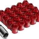 J2 Engineering 7075 Aluminum Red M12 x 1.5 20Pcs L: 35mm Close End Lug Nut w/Socket Adapter