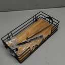 TJ.MOREE Hanger wall mount - Laundry Room Iron and ironing board Holder, Metal with Large Storage Wooden Base Basket and Removable Hooks (Black)