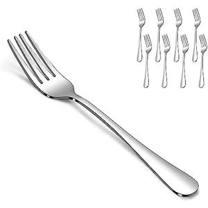 SANTUO Dessert Forks Set - 8-piece Stainless Steel Salad Forks Cream Fork Flatware Set Reusable for Household Use or Camping - Silver 6.7 Inches Pack of 3