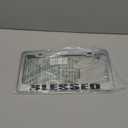 Metal License Plate Frame Blessed God Religious Jesus Christ Metal Tag Holder Car Accessories Chrome 2 Holes 1 Frame