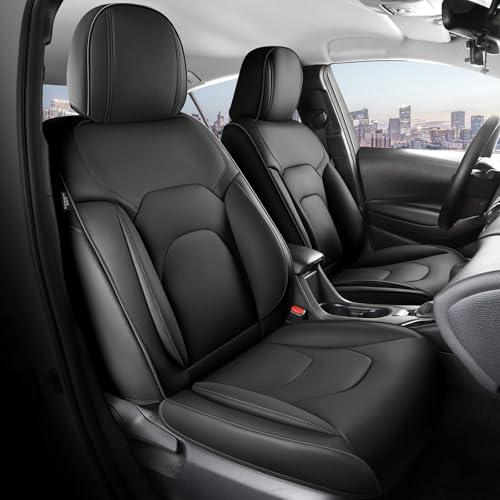 FREESOO Car Seat Covers Front Seats 2PCs,Waterproof Automotive Seat Covers, Leather Cars Interior Covers, Seats Protection Universal fit Babies & Adult (Black)