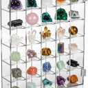 Adjustable Rock Display Case, 30 Grid Clear Acrylic Crystal Display Case with Lid Mineral Stones Collection Box with Mirrored for Rocks, Gemstones, Collectibles