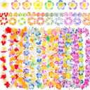 48 PCS Leis for Luau Party Decorations Hawaiian Leis Bulk Headbands Wristbands Flower Hair Clips for Tropical Beach Pool Summer Beach Vacations Party Favors for Birthday Wedding Graduation Decor