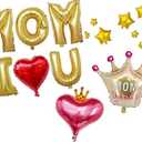 Pack of 2, HAPPY MOTHER'S DAY Aluminum Foil Balloon Set 32 Inches Letter Balloon Decoration for Mother's Day Party (MOM-LOVE-U)