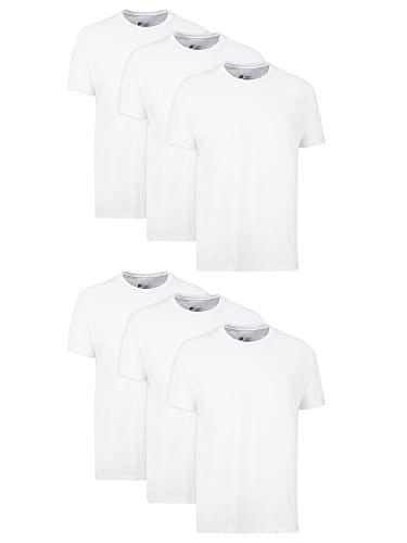 Hanes Mens Cotton, Moisture-wicking Crew Tee Undershirts, Multi-packs, White - 6 Pack, Medium US, Medium