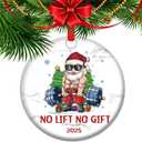 No Lift no Gift - Santa Weightlifting Christmas Ornaments 2025, Gym Trainer Gift, for Athlete, Powerlifter Ornament Keepsake, Gym Bro Gifts (V1)