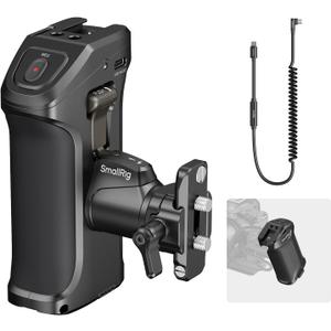 SmallRig Stepless Rotating Side Handle with Trigger REC & 2 Cables for Canon R50 V / R5 II / R5 / R6 / R6 II, for Blackmagic BMPCC 4K / 6K / 6K Pro, USB-C Power Output for Cameras, PD Fast Charging